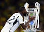 Real Madrid's Antonio Rudiger kisses the trophy during the presentation as he celebrates after winning the Champions League on June 1, 2024