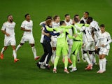 Real Madrid players celebrate after winning the Champions League final on June 1, 2024