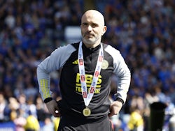 Leicester City manager Enzo Maresca celebrates after winning the Championship on May 30, 2024