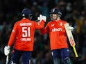 Harry Brook and Jonny Bairstow celebrate England win over Pakistan on May 30, 2024.