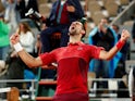 Novak Djokovic reacts at the French Open on June 1, 2024