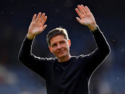 Crystal Palace manager Oliver Glasner waves to fans after the match on May 19, 2024