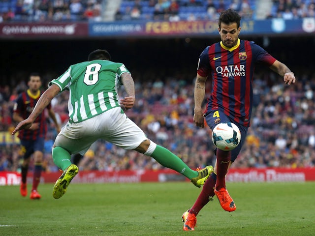 Cesc Fabregas in action for Barcelona on April 15, 2014