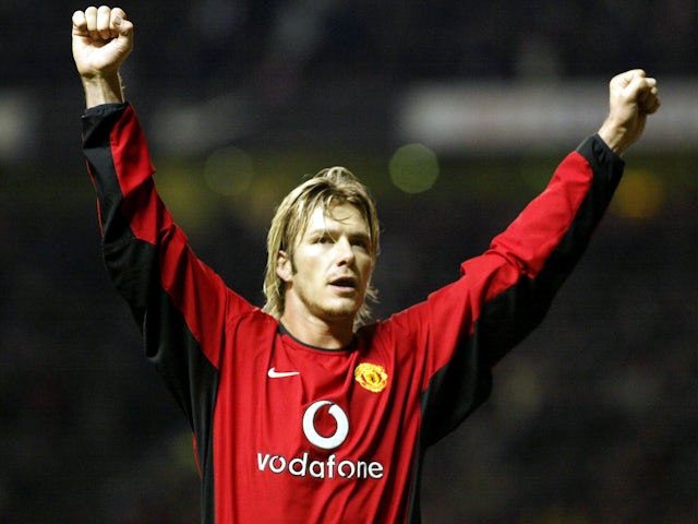 David Beckham in action for Manchester United on March 5, 2003