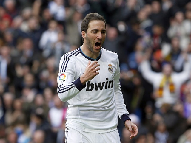 Gonzalo Higuain in action for Real Madrid on April 6, 2013