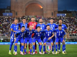 Italy players pose for a team group photo before the match on June 4, 2024