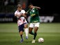 Palmeiras' Luis Guilherme in action with San Lorenzo's Ivan Leguizamon on May 30, 2024