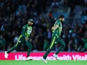 Pakistan's Haris Rauf celebrates taking the wicket of England's Will Jacks on June 5, 2024
