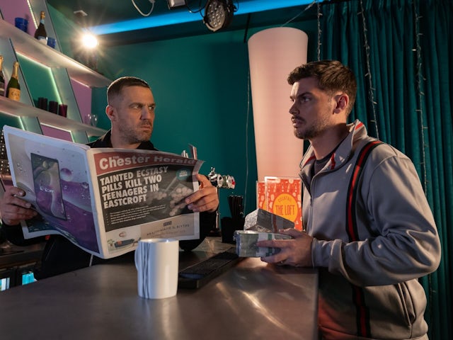 Warren and Ste on Hollyoaks on May 8, 2024