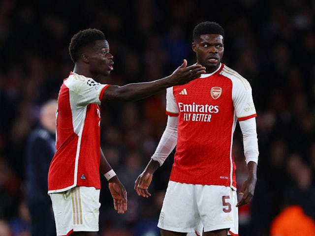 Arsenal's Bukayo Saka and Thomas Partey after the match  on June 5, 2024