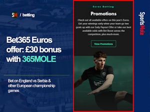 Bet365 Euro Offer – Get £30 in Free Bets on England vs Serbia