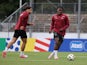 Switzerland's Breel Embolo and Ricardo Rodriguez during training on June 10, 2024