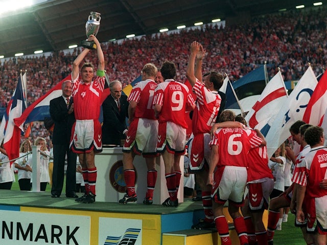 Denmark celebrate winning Euro 92