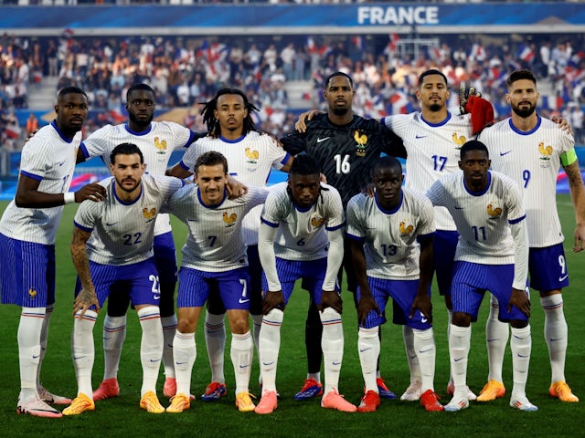 France players pose for a team group photo before the match on June 9, 2024