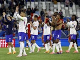 France's Kylian Mbappe applauds fans after the match on June 9, 2024