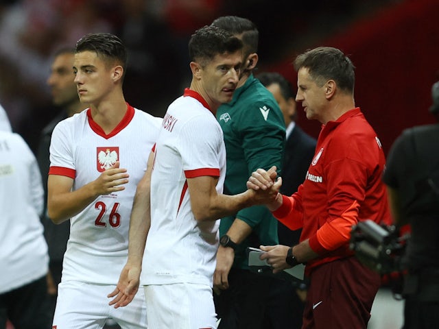 Robert Lewandowski after being substituted for Poland on June 10, 2024.