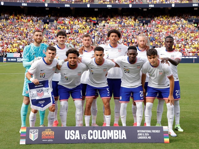 USA starting eleven pose for a picture prior to kickoff on June 8, 2024