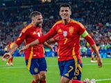 Spain's Alvaro Morata celebrates after Riccardo Calafiori's own goal on June 20, 2024 [IMAGO]