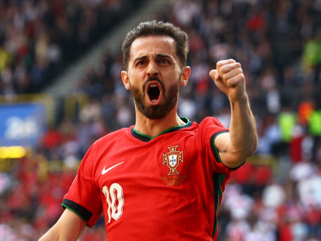 Portugal's Bernardo Silva celebrates scoring on June 22, 2024