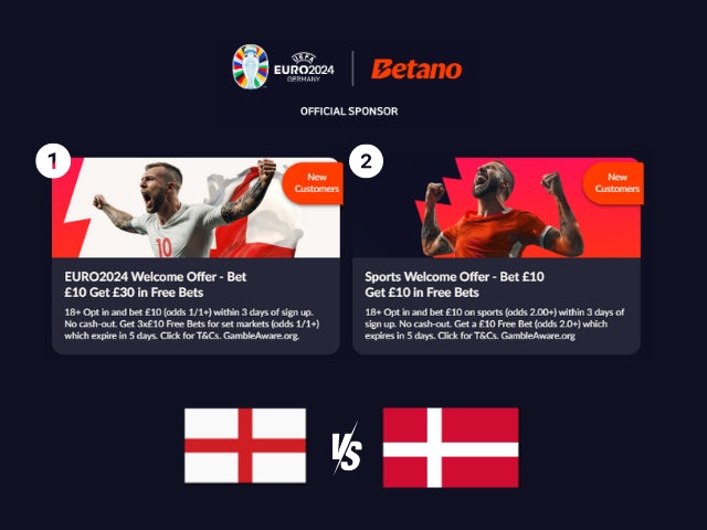 Betano Euro Offers - Get £10 If England Win Vs Denmark - Sports Mole