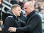 Newcastle United manager Eddie Howe and Everton manager Sean Dyche embrace before the match on April 2, 2024 [IMAGO]