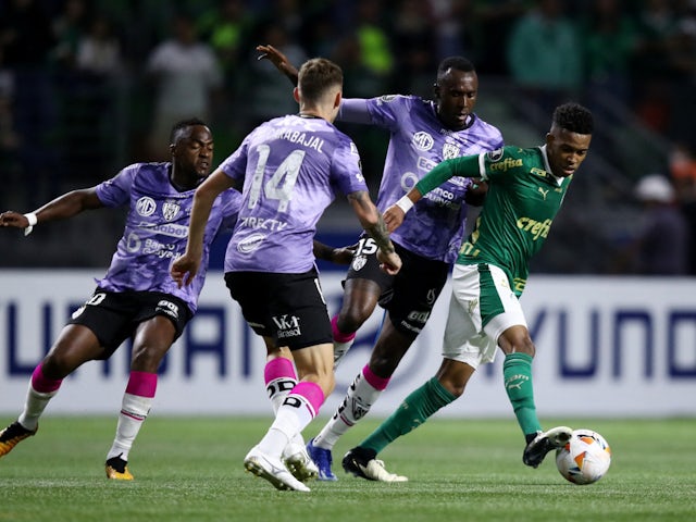 Palmeiras winger Estevao Willian in action in May 2024.