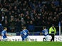 Everton forward Lewis Dobbin celebrates scoring against Chelsea in December 2023.