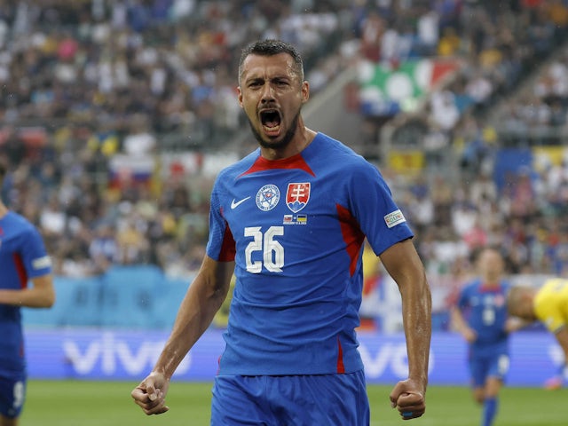 Ivan Schranz (Slovakia, 26) Cheering after the goal on June 21, 2024 [IMAGO]