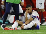France forward Kylian Mbappe after suffering broken nose against Austria on June 17, 2024.