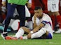 France forward Kylian Mbappe after suffering broken nose against Austria on June 17, 2024.