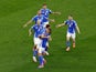 Italy's Nicolo Barella celebrates scoring their second goal with Riccardo Calafiori and teammates on June 15, 2024