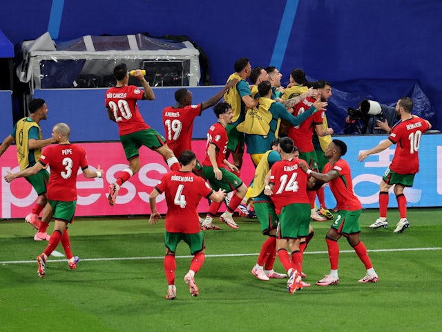 Portugal's Francisco Conceicao celebrates scoring against Czech Republic on June 18, 2024