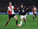 Feyenoord's Thomas Beelen and Roma's Nicola Zalewski in action in February 2024.
