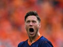 Wout Weghorst celebrates scoring for the Netherlands in June 2024