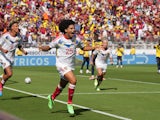 Venezuela forward Eduardo Bello celebrates his goal in their opening match at the 2024 Copa America