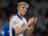 England's Anthony Gordon applauds the fans after the match on June 25, 2024 [IMAGO]