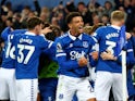 Everton's Ben Godfrey celebrates their second goal on April 24, 2024