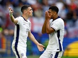 England's Phil Foden and Jude Bellingham react on June 30, 2024