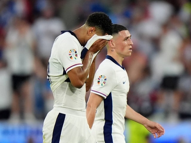 England's Jude Bellingham and Phil Foden looked dejected on June 25, 2024 [IMAGO]
