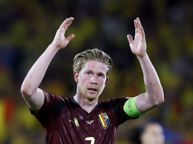 Belgium's Kevin De Bruyne reacts after the match on June 22, 2024