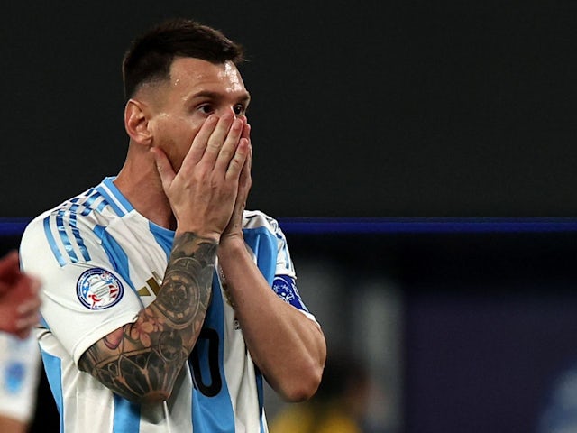 Argentina's Lionel Messi reacts on June 25, 2024