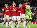 Manchester United players celebrate after a goal against Copenhagen on October 24, 2023 (IMAGO)