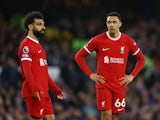 Liverpool's Mohamed Salah and Trent Alexander-Arnold pictured in April 2024
