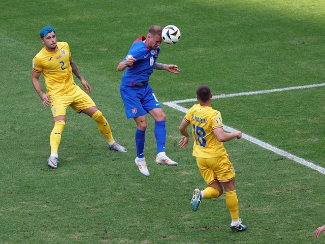 Slovakia's Ondrej Duda scores their first goal on June 26, 2024