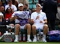 Great Britain's Andy Murray and Britain's Jamie Murray react during the men's doubles first round match against Australia's John Peers and Australia's Rinky Hijikata on July 4, 2024