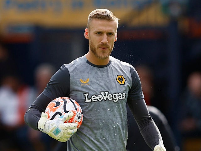 Wolverhampton Wanderers' Daniel Bentley during the warm up before the match on September 23, 2023