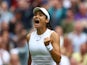 Emma Raducanu reacts at Wimbledon on July 1, 2024
