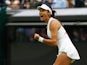 Emma Raducanu reacts at Wimbledon on July 3, 2024
