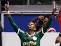 Palmeiras' Estevao Willian / Willian Estevao / Messinho celebrates scoring their third goal on April 12, 2024