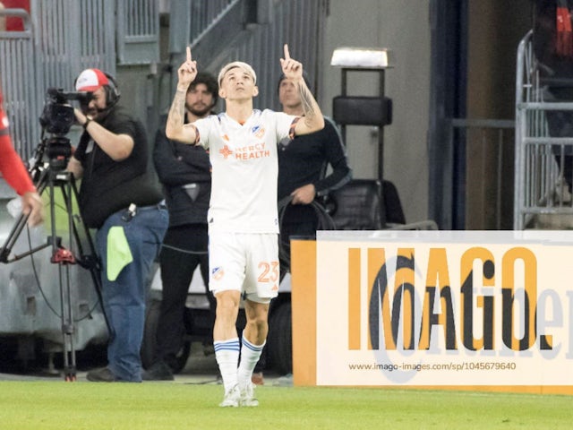 Luca Orellano of Cincinnati celebrates after scoring a goal during the MLS, Fussball Herren, USA game between Toronto FC and FC Cincinnati at BMO field. May 25, 2024 [IMAGO]